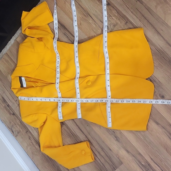 Vtg 80s 90s DONNA KARAN Orange Oversized Longline Wool Crepe 1 Button Blazer - Picture 15 of 16